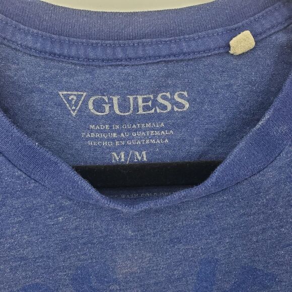 Guess Blue Graphic Design Crew Neck Short Sleeve T-shirt Size M - Picture 2 of 7
